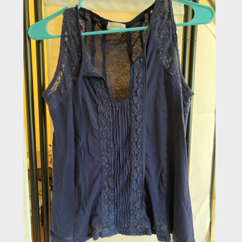 Meadow Rue Navy Sleeveless Blouse Size S